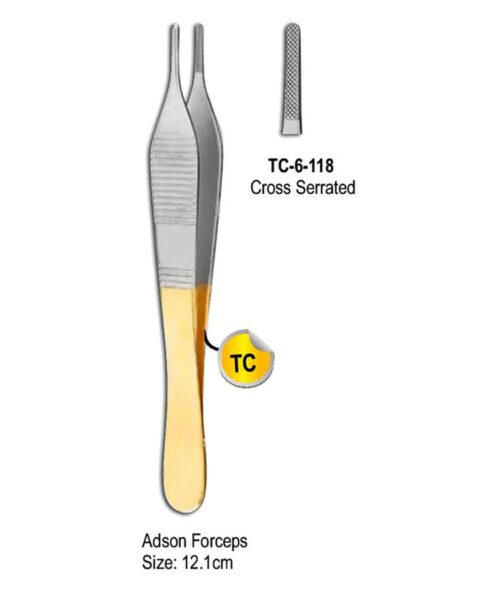 Adson Forceps Cross Serrated 12.1cm with Gold Plated