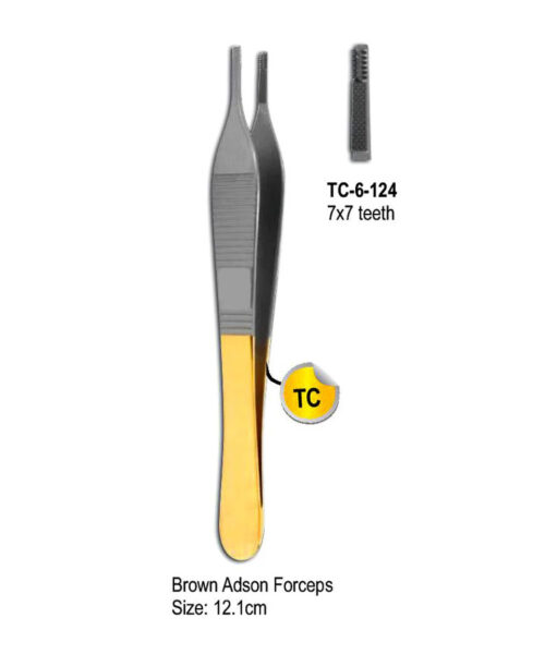 Brown Forceps 7 x 7 Teeth 12.1cm with Gold Plated