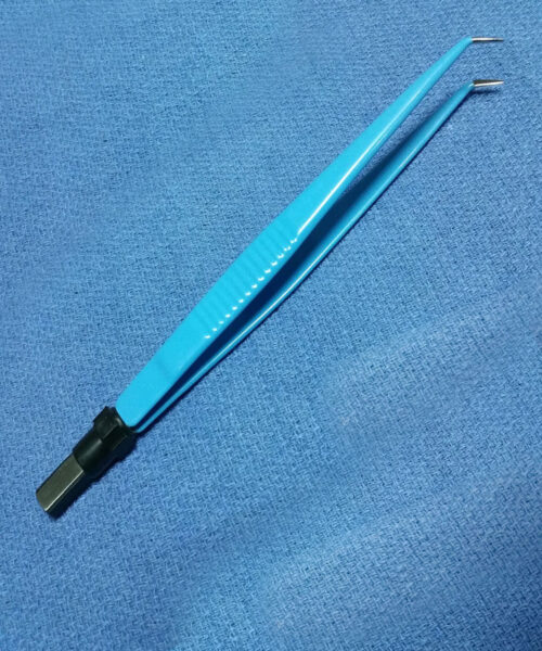 European Bipolar Forceps Angled Autoclavable Reusable Size 20cm Tip Size 1.5mm