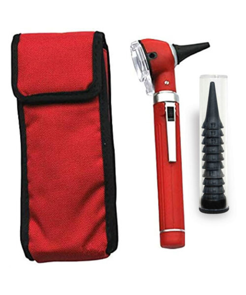 Fibre Optic Pocket Otoscope Set Red