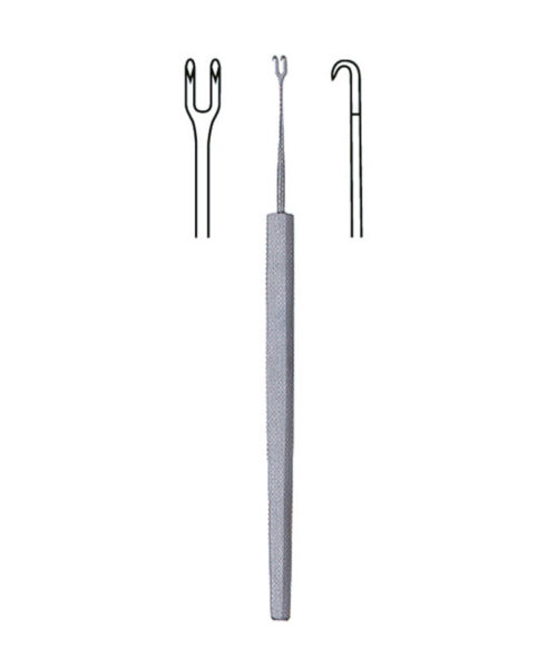 Guthrie skin Hook, Sharp, Double Prong, 1.5 mm Wide 5″ (12.5 cm)