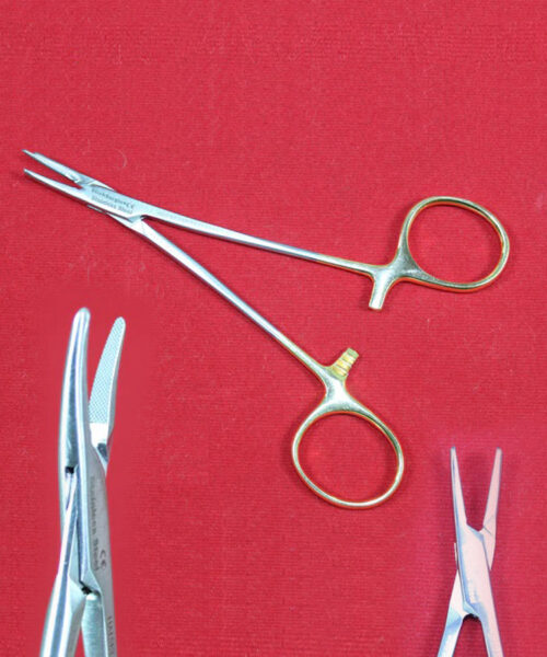 Halsey Needle Holder 13 CM Curved With TC Tip