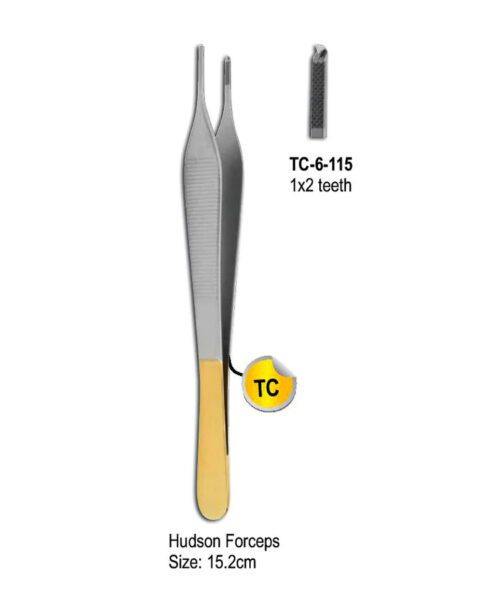 Hudson Forceps 1 x 2 Teeth 15.2cm with Gold Plated