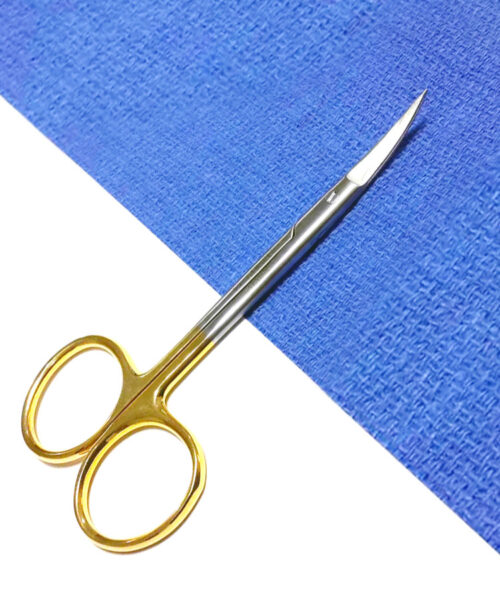 Iris Scissor 4.5" Curved T.C Gold Plated Handles Premium Grade