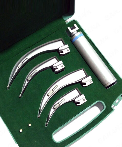 Laryngoscope Set Macintosh 4 Blades & 1 Handle in Plastic Box