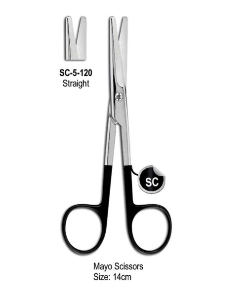 Mayo Super Cut Scissor Straight 14cm with Black Color Rings
