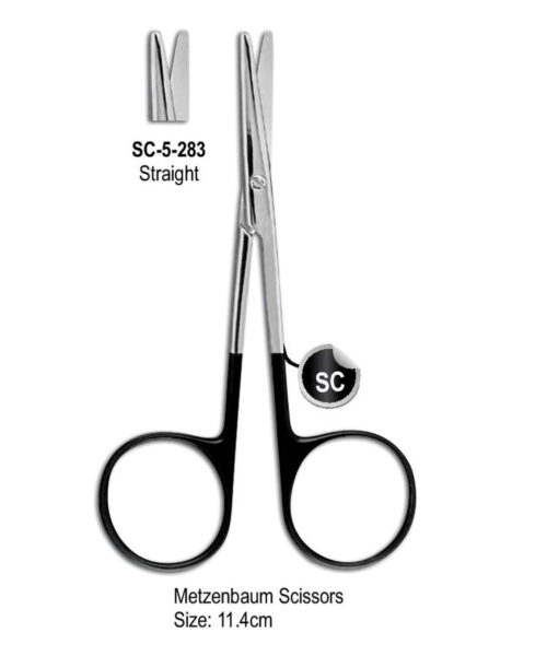 Metzenbaum Super Cut Scissor Straight 11.4cm Black Color Rings