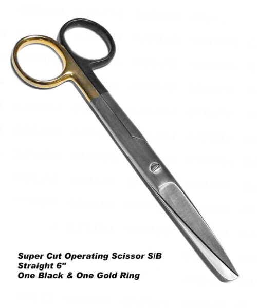 Operating Scissor S/B Straight 6" Super Cut One Black & One Gold Ring