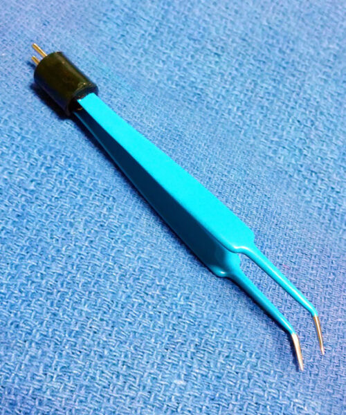 Ophthalmic Bipolar Forceps Iris Angled Tip Size 1mm Autoclavable Reusable Size 12cm