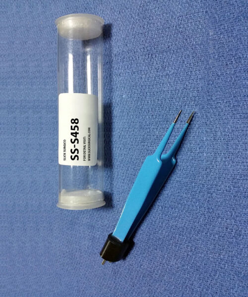 Ophthalmic Bipolar Forceps Jeweler # 4 Tip Size 1mm Autoclavable Reusable Size 12cm