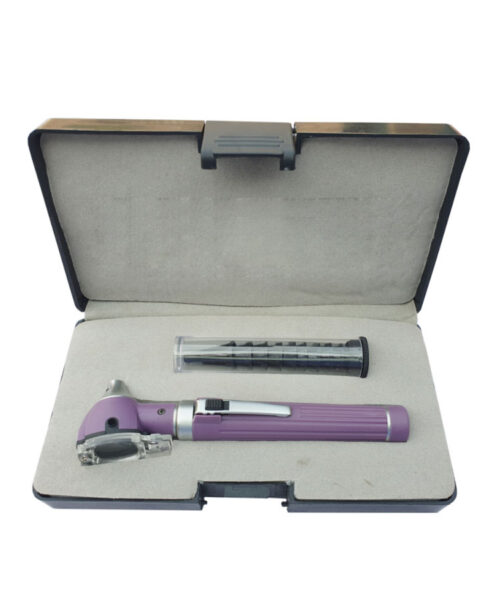 Otoscope Fiber Optic Purple Packed in Plastic Box With 10 Cannula