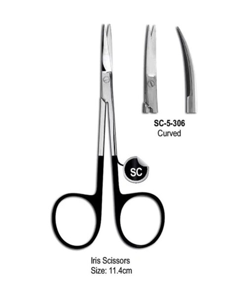 Super Cut Iris Scissor Curved 11.4cm with Black Color Rings