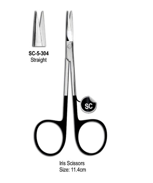 Super-cut Iris Scissor Straight 11.4cm with Black Color Rings