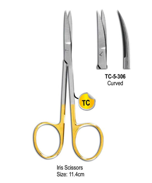 TC Iris Scissor Curved 11.4cm with Gold Plated Rings