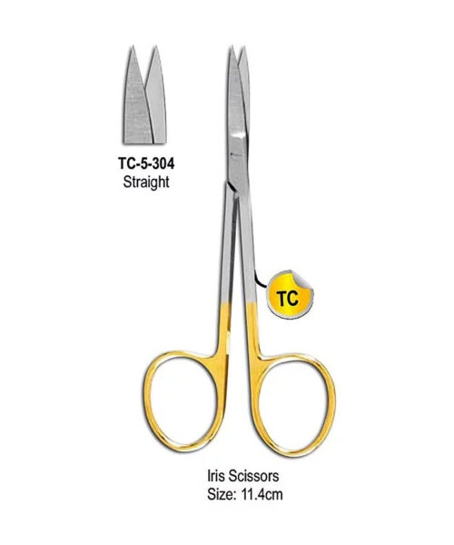 TC Iris Scissor Straight 11.4cm with Gold Plated Rings