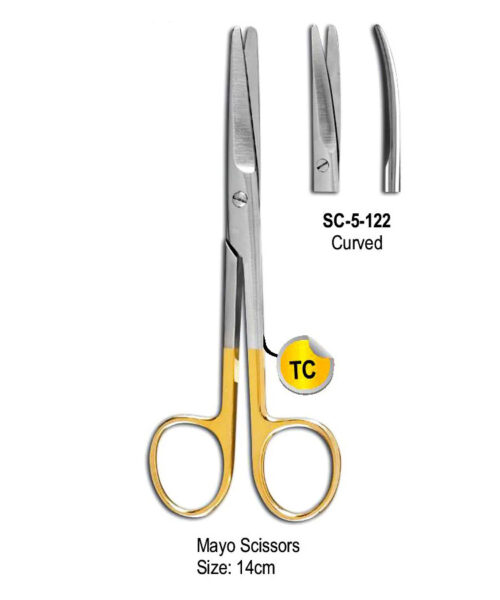 TC Mayo Scissor Curved 14cm with Gold Plated Rings