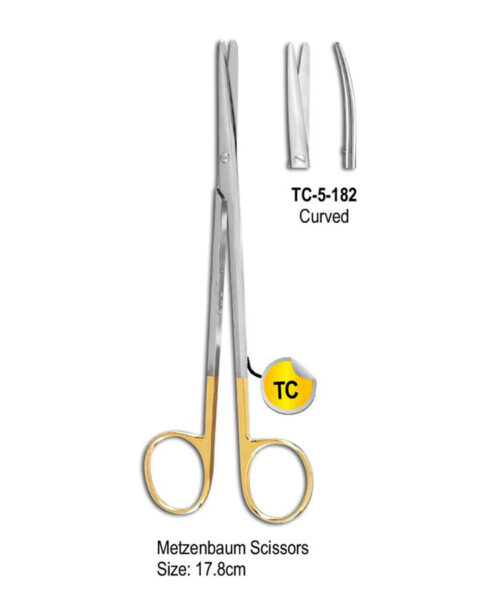 TC Metzenbaum Scissor Curved 17.8cm Gold Plated Rings