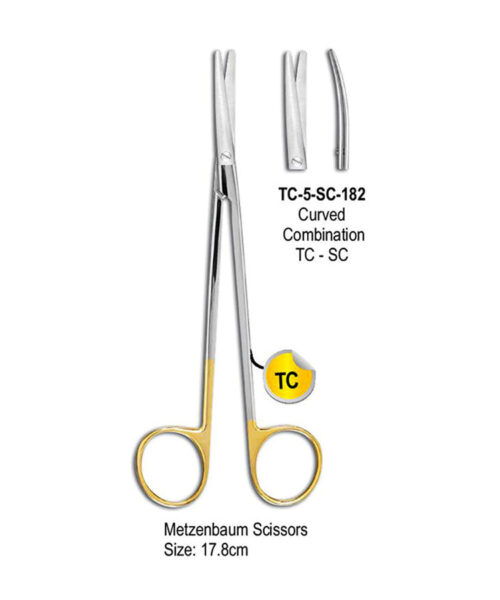 TC Metzenbaum Scissor Curved 17.8cm Gold Plated Rings
