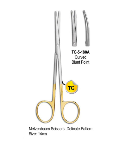 TC Metzenbaum Scissor Curved Delicate Pattern 14cm Gold Plated Rings
