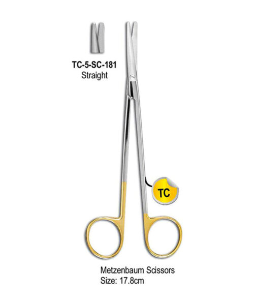 TC Super Cut Metzenbaum Scissor Straight 17.8cm Gold Plated Rings