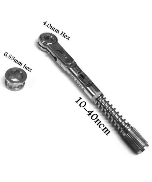 Universal Dental Implant Torque Wrench Ratchet 10-40 NCM 6.35MM HEX 4.0MM